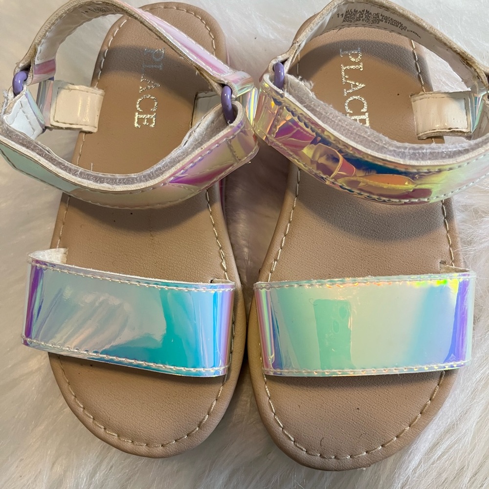 Girl wedge sandals metallic silver size 11